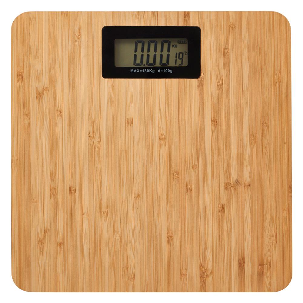 Day Báscula de Baño 180 Kg en Bambú, Precisión ±100g, Mide en Kg y Lb, 28x28x3 cm