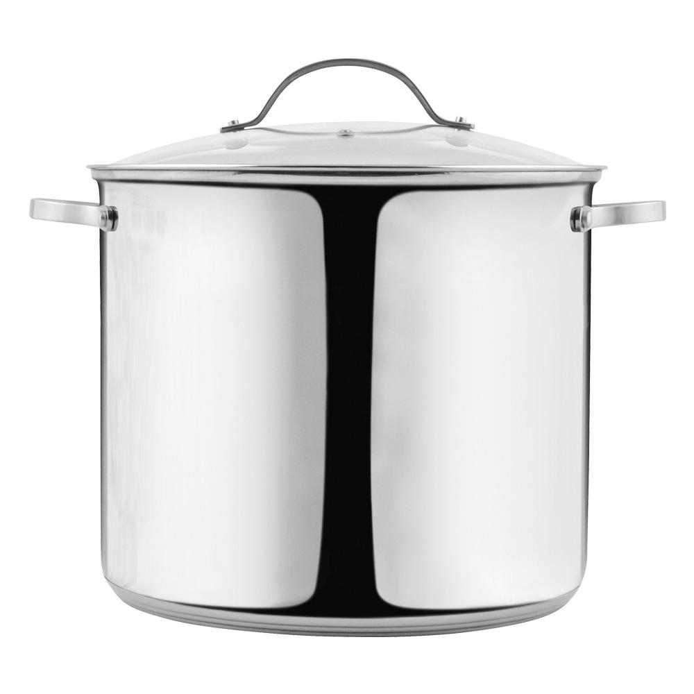 Day Olla Con T 14 L Acero Inoxidable SS201 y Vidrio, Diámetro 28 cm Altura 24 cm, Apta para Todo Tipo de Cocinas