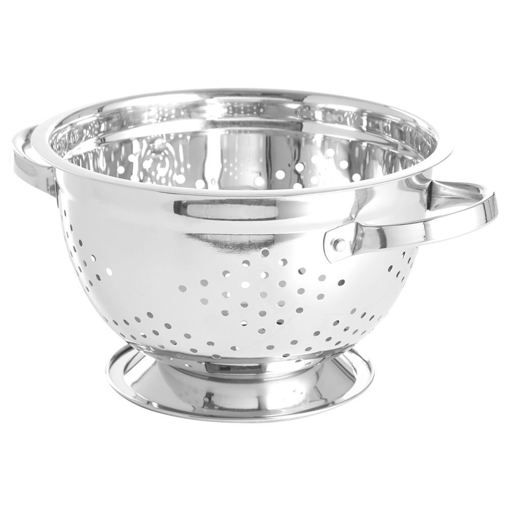 Day Escurridor de acero inoxidable, interior y exterior brillantes, con asas, diámetro 24 cm, altura 14 cm