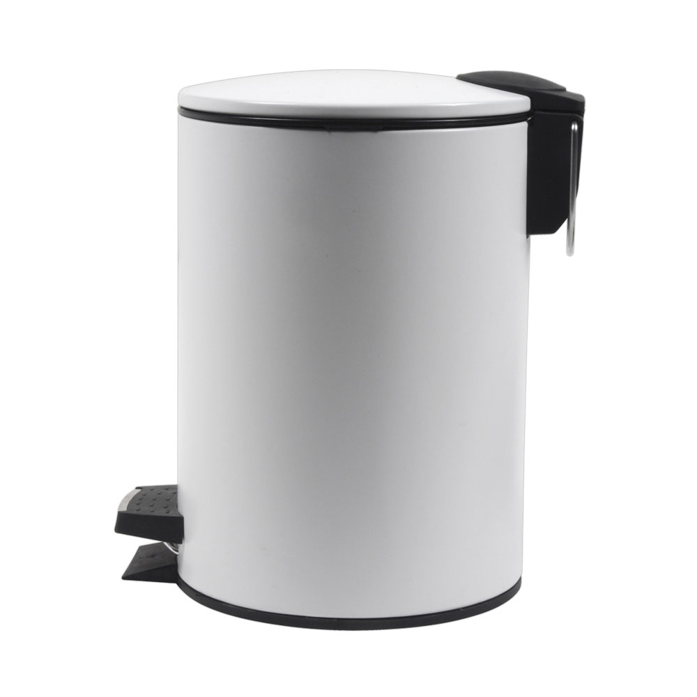 DAY Cubo 3 L Blanco Con Pedal, Acero Inoxidable y Plástico, Tapa Soft Close, Cierre Suave