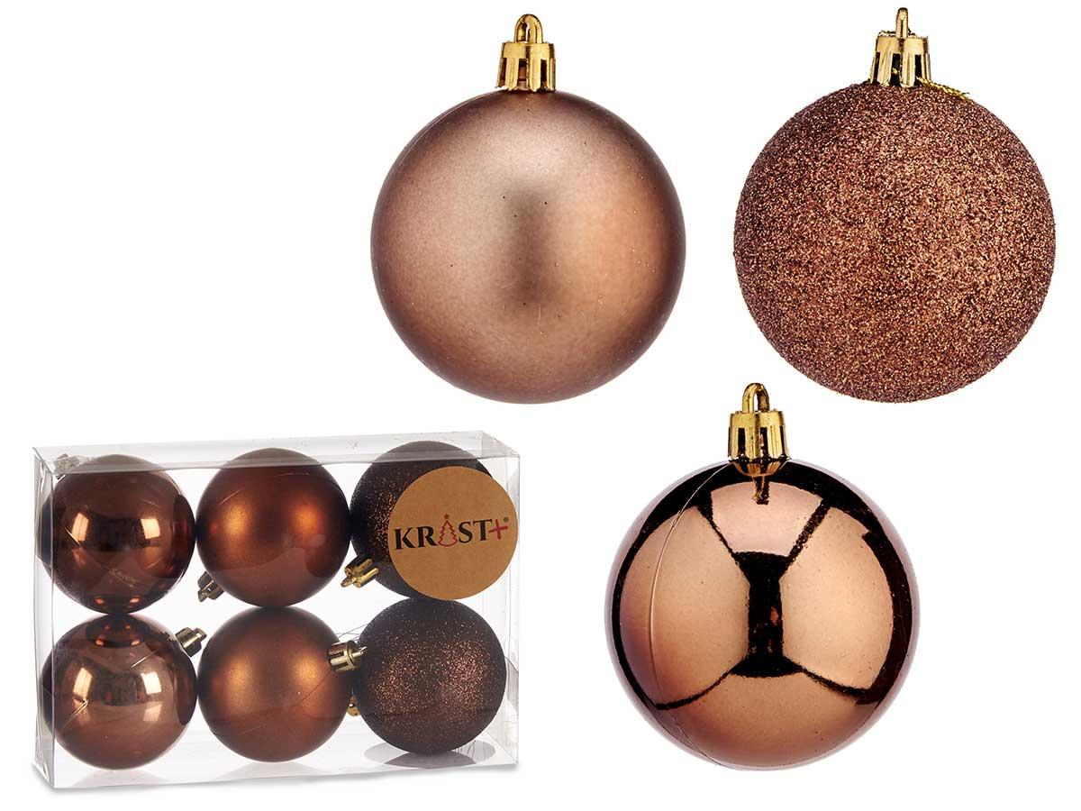 Krist+ Set de 6 Bolas de Navidad Marrón 6 cm (36 Unidades)