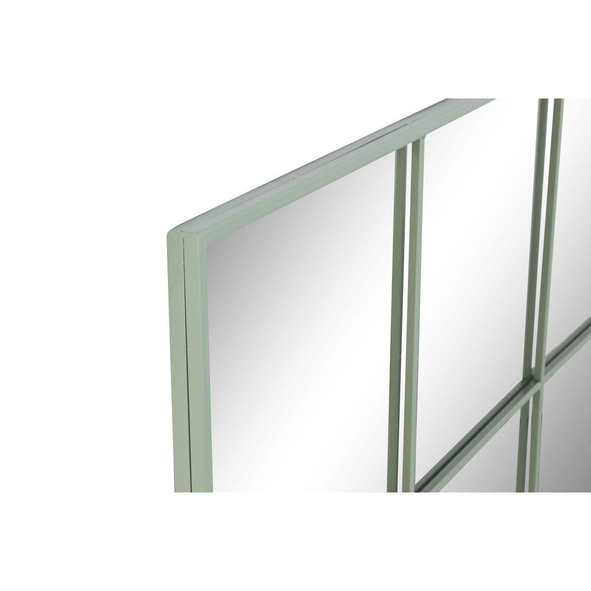 DKD Home Decor Espejo de Pared Scandi Verde Menta 122x122 cm con Diseño Ventana, Hierro y Cristal