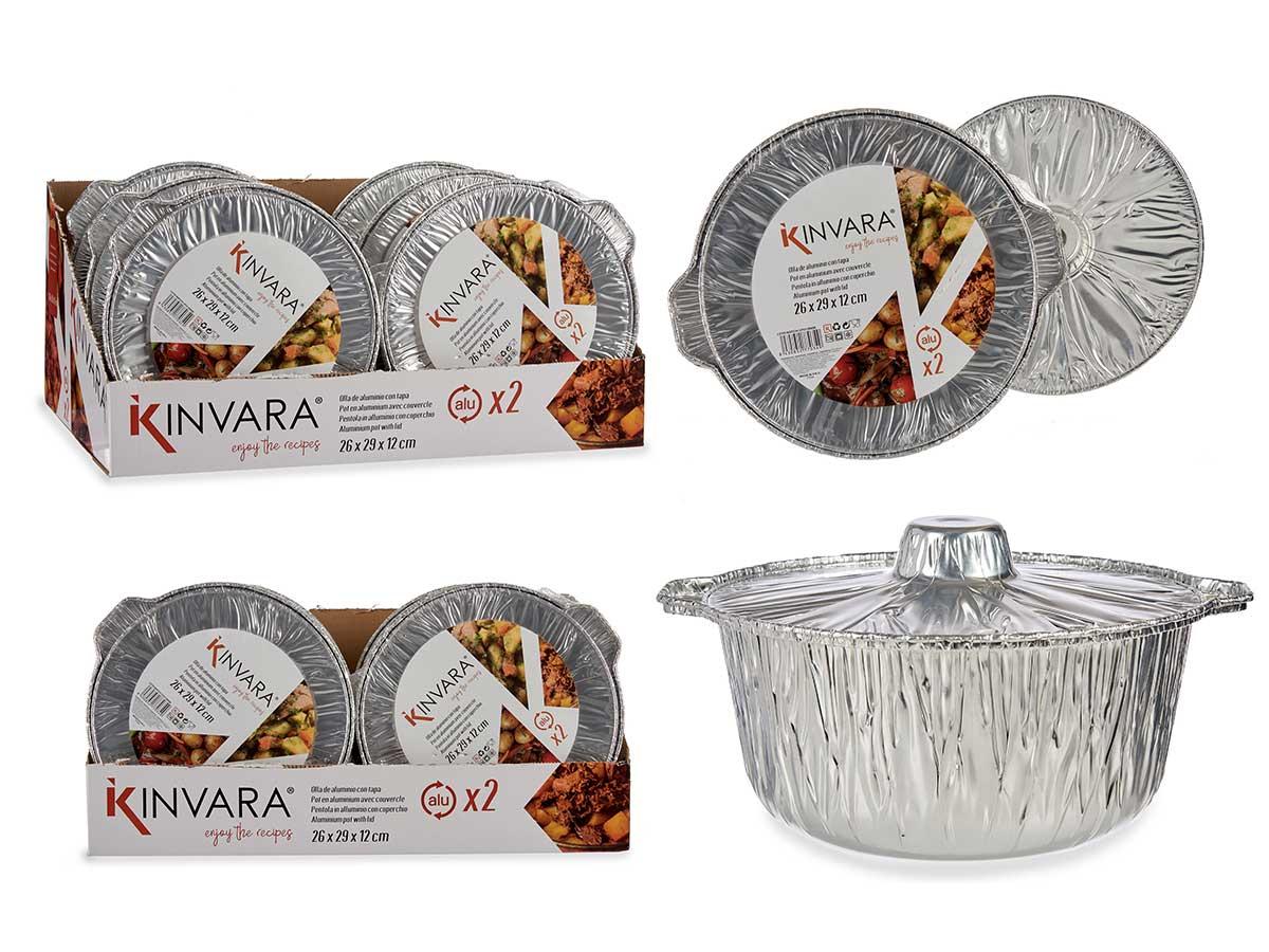Kinvara Set de 2 Ollas de Aluminio con Tapa, 26x29x12.5 cm (12 Unidades)