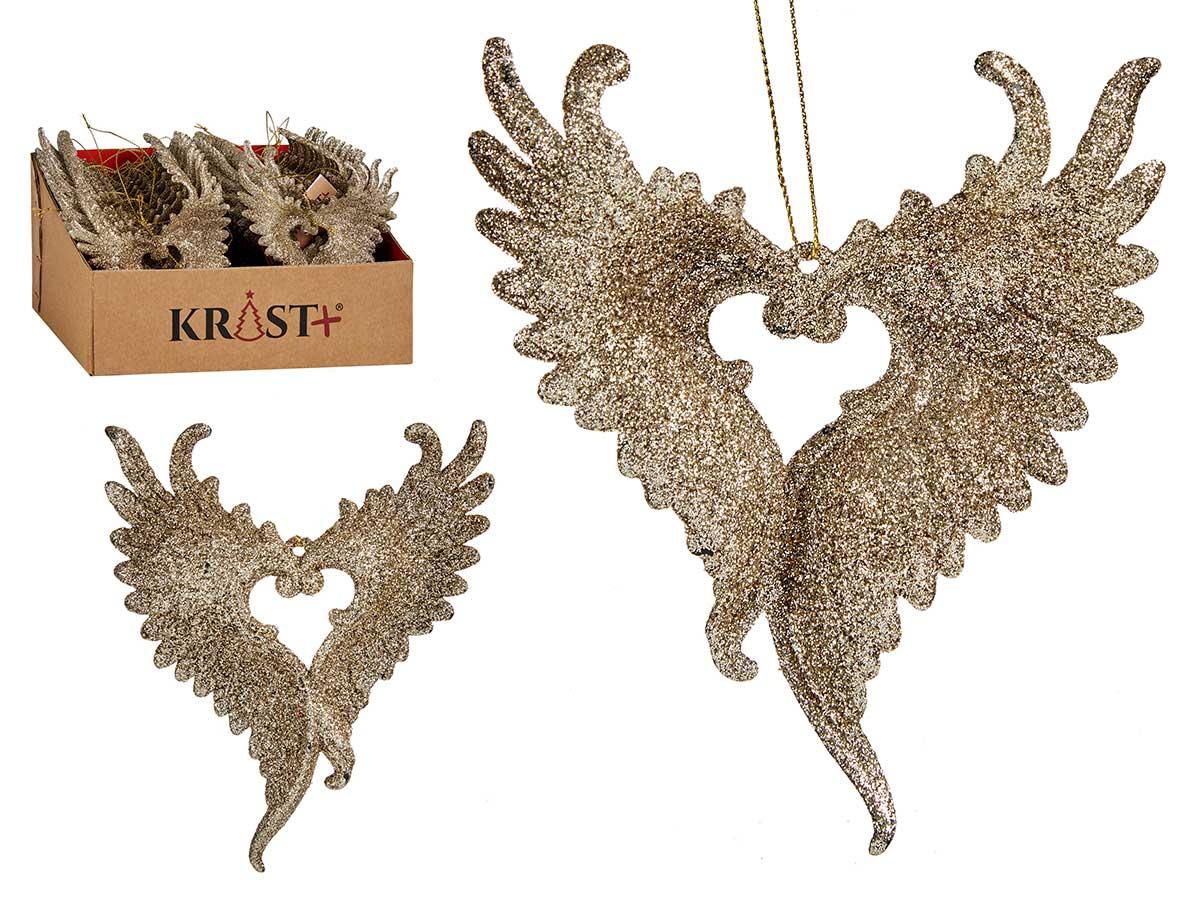 Krist+ Adorno Árbol Navidad Pequeño Alas Champagne 12x13x2.5 cm (48 Unidades)