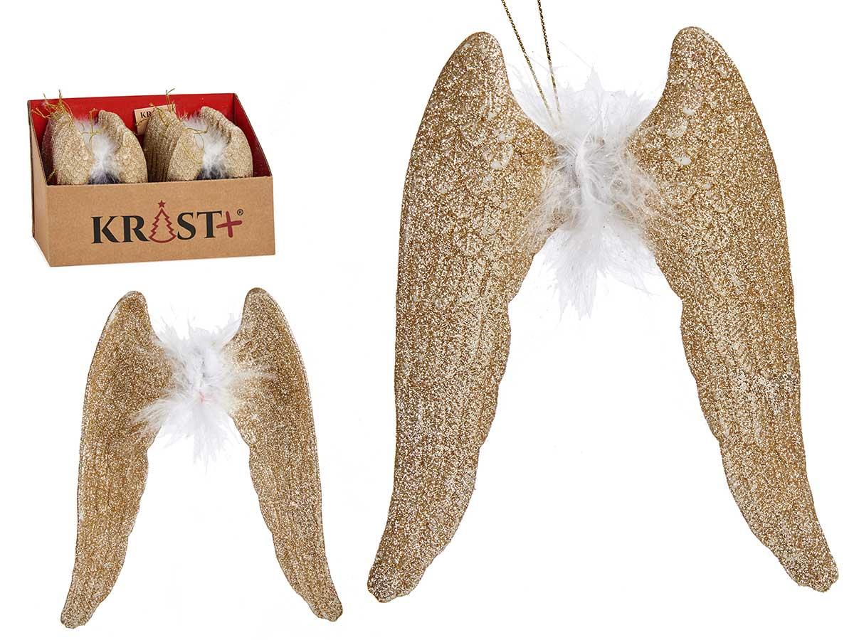 Krist+ Adorno Árbol Navidad Alas con Pluma Champagne 12.5x15x2.5 cm (48 Unidades)