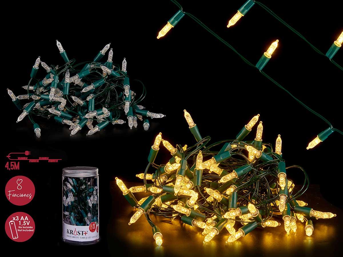 Krist+ Tira LED 4.5M 50 LEDs Luz Cálida Amarilla, 8 Funciones, 8x16x8 cm (12 Unidades)