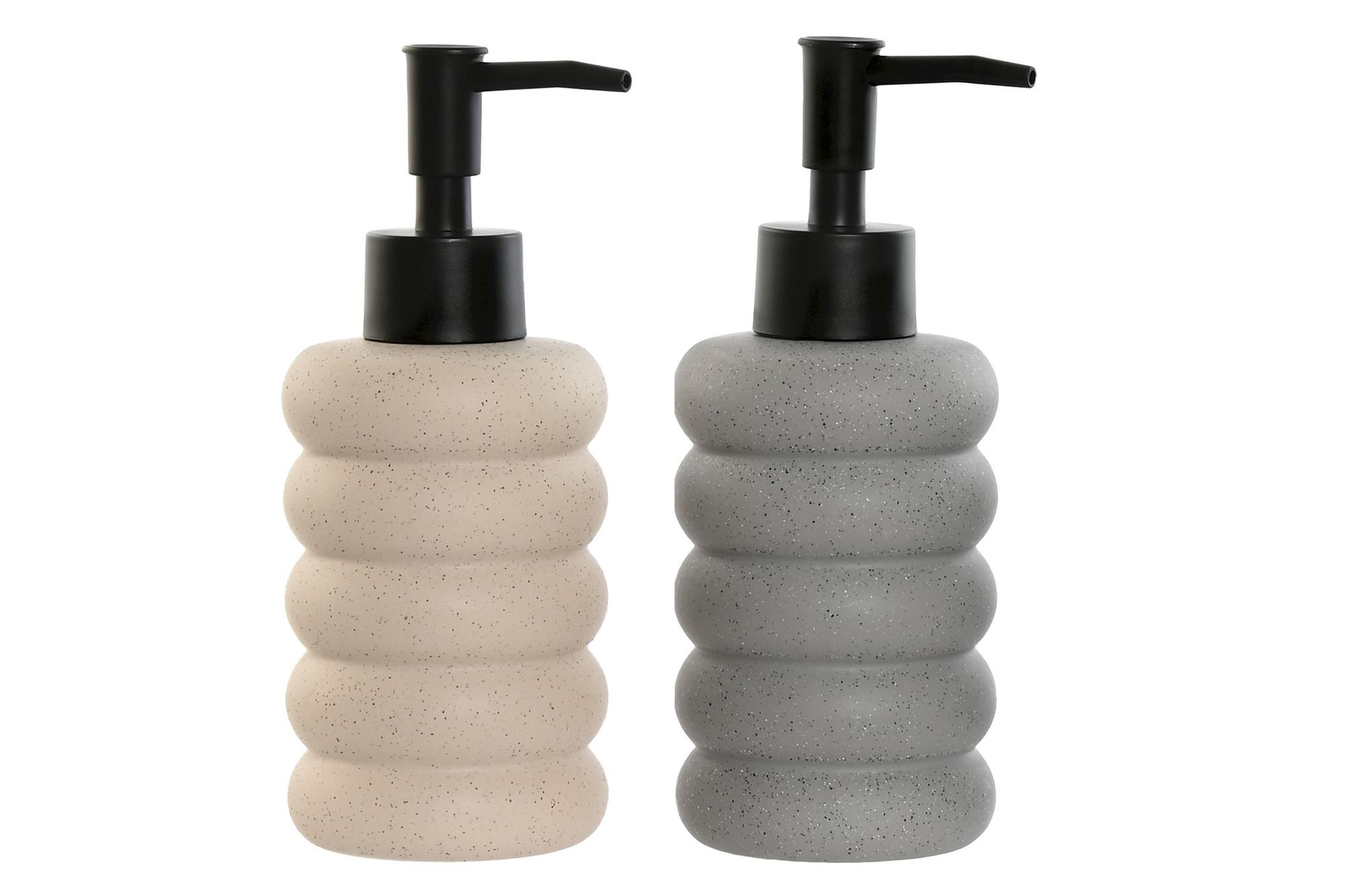 DKD Home Decor Dosificador de Jabón Líquido Básico Dolomite ABS Crema Gris 280ml (Pack de 2) 7x17.5x7 cm