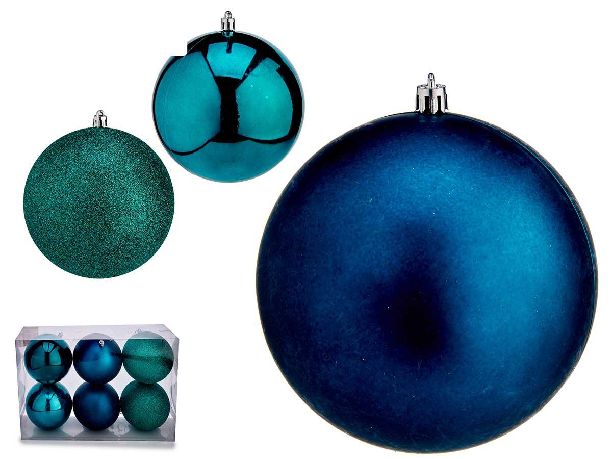 Krist+ Set de 6 Bolas de Navidad Color Turquesa 12 cm (10 Unidades)