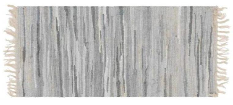 DKD Home Decor Alfombra Indio de Piel y Algodón Gris con Flecos 240 x 60 x 1 cm (2 Unidades)