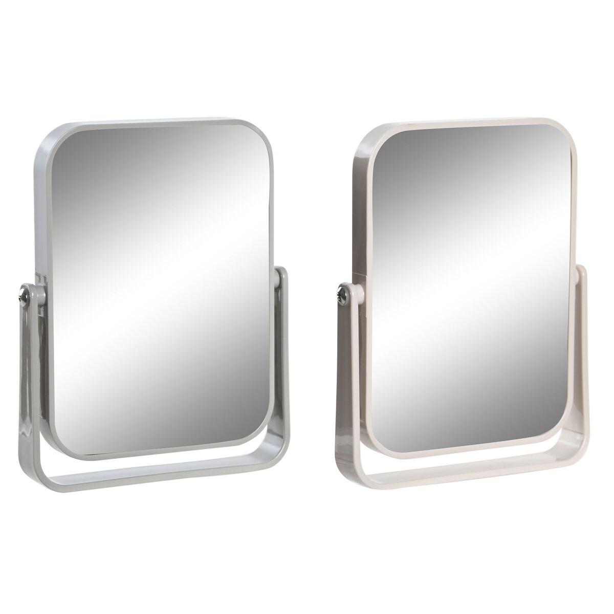 DKD Home Decor Espejo Básico de PS Beige Gris, 15 cm Ancho x 19.2 cm Alto x 2.5 cm Profundidad, Pack 2 Unidades
