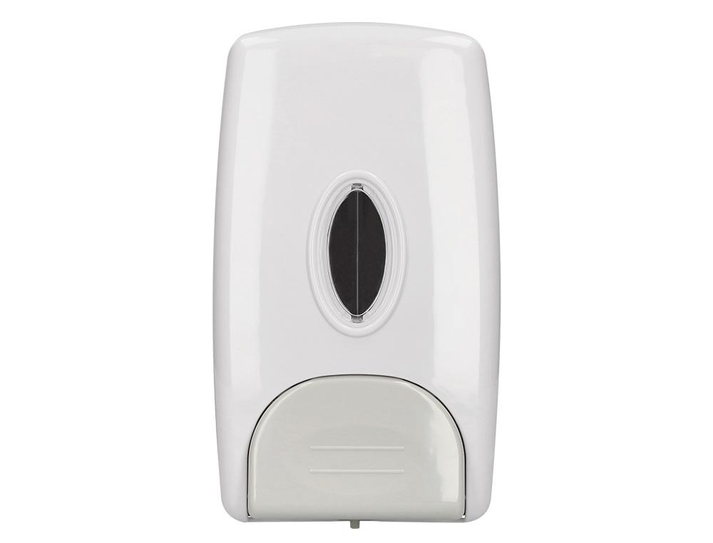 Q-connect Dispensador manual de gel y jabón, Plástico, 1 Litro, Blanco/Gris, 135x235x95 mm