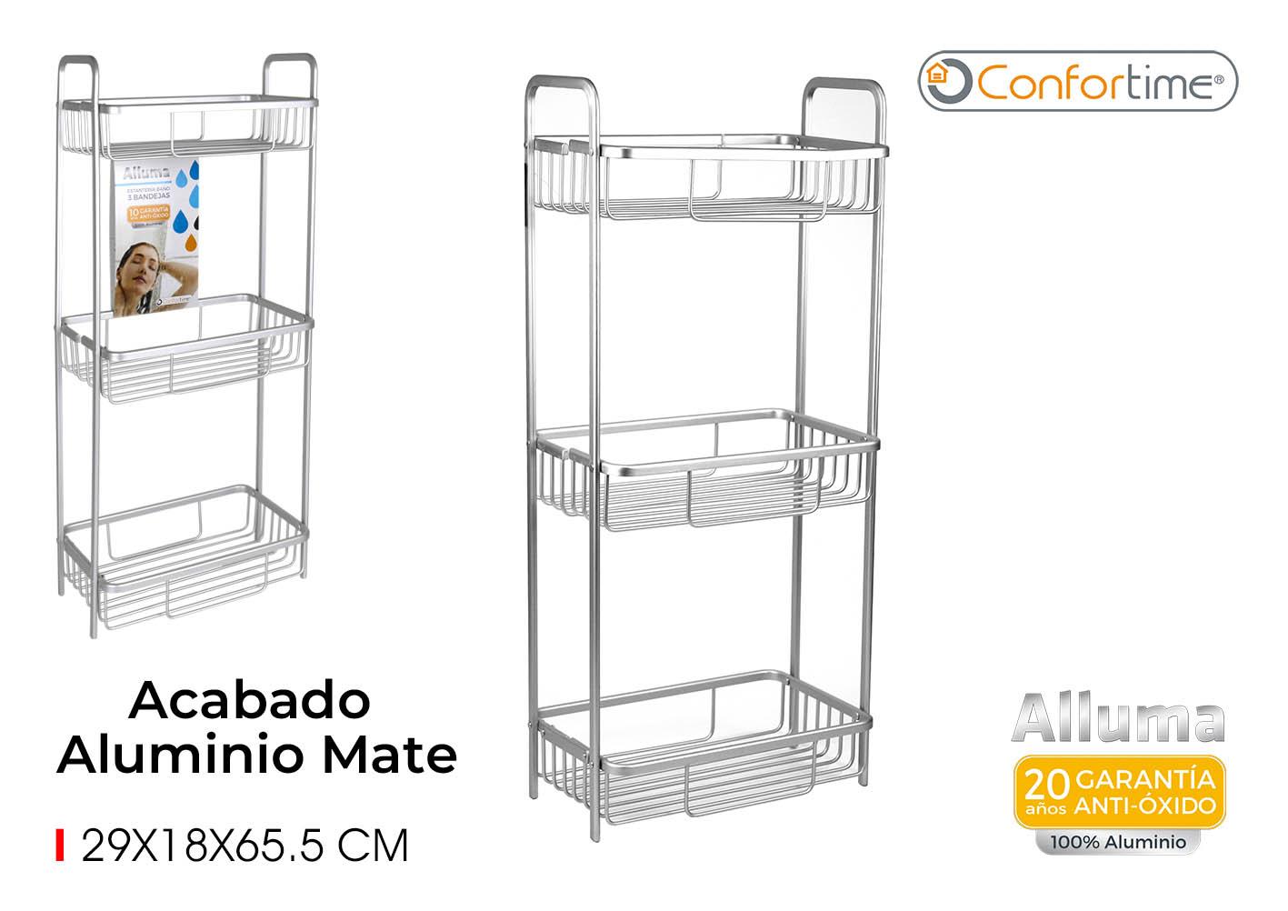 Confortime Estantería Baño 3 Bandejas Alluma, 29 x 18 x 65.5 cm (4 Unidades)