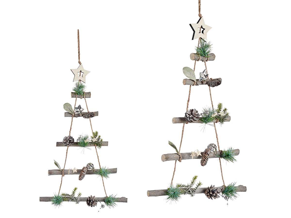 Krist+ Adorno de Madera Árbol de Navidad Plateado, 48x34 cm, Material: Madera y Plástico (36 Unidades)