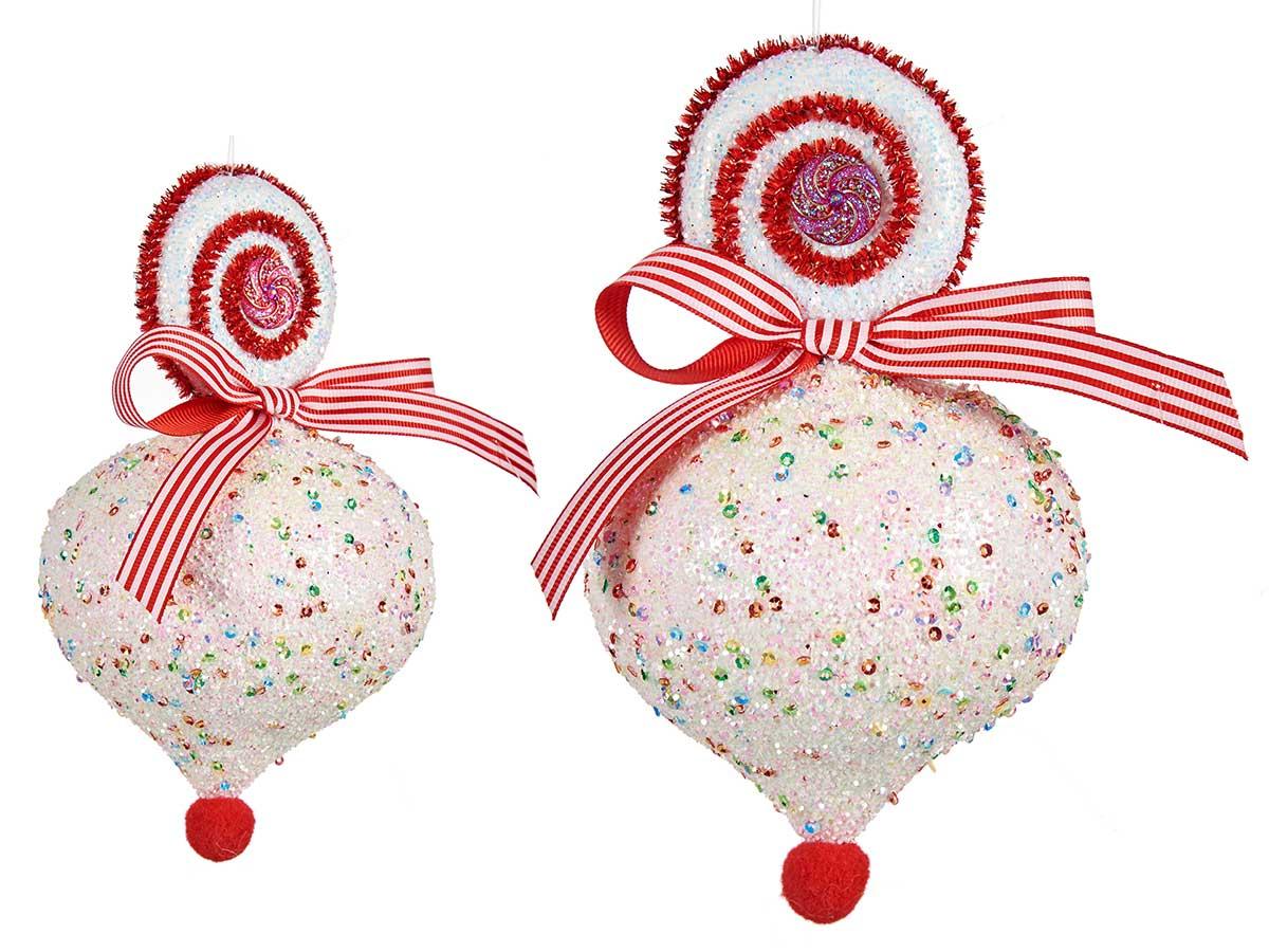 Krist+ Bola de Navidad en Forma de Lágrima Colorida, 10 cm - Blanco (12 Unidades)