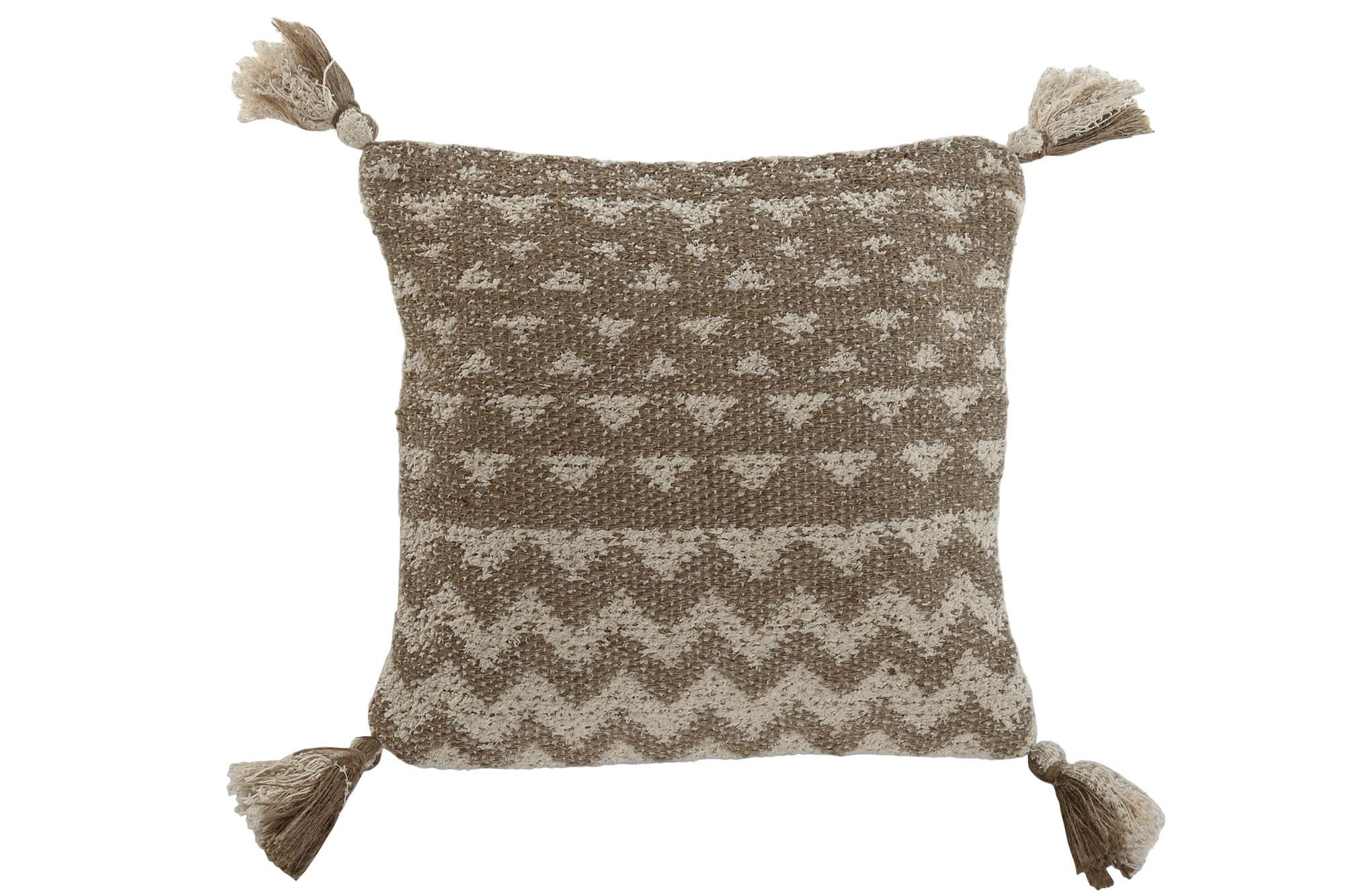 DKD Home Decor Cojín Boho Beige Crema 45x45 cm - Pack 2 Unidades, Algodón, Yute y Poliéster, Hecho a Mano con Cremallera