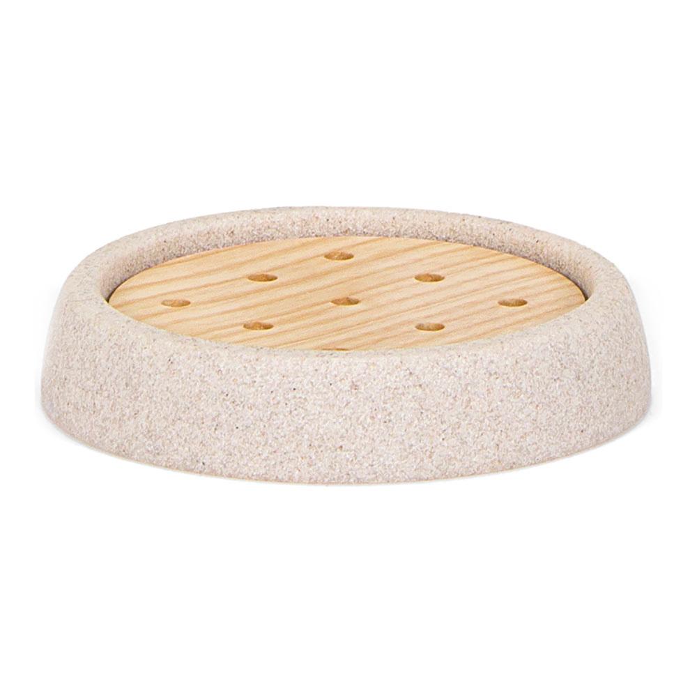 Andrea House Jabonera de arenisca y fresno Ø10,5 x 2 cm - Madera y arenisca