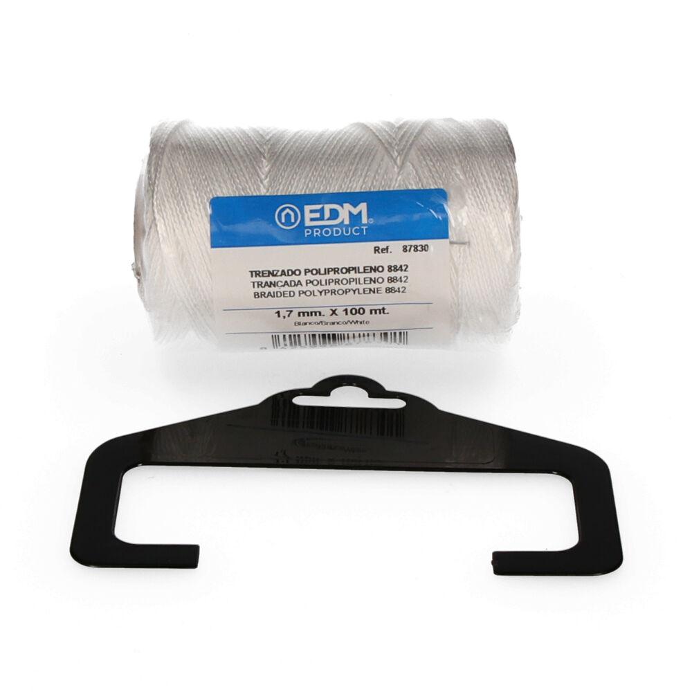 Edm Cordón trenzado polipropileno 8842 blanco, 1,7 mm x 100 m para albañilería, agricultura, bricolaje