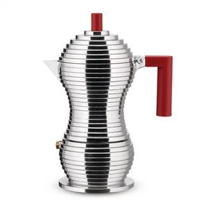 Alessi MDL02/3 R Pulcina Cafetera 3 Tazas Aluminio Fundido Roja
