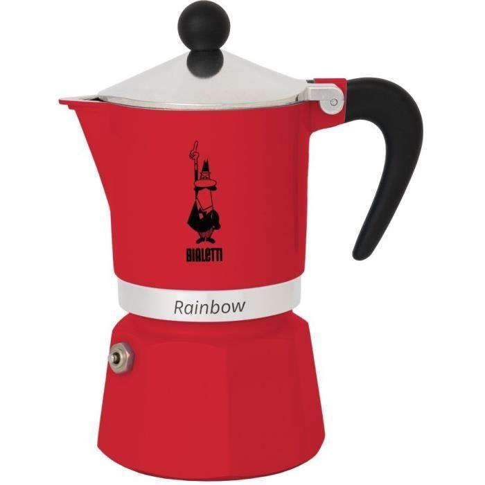 Bialetti BIA8006363018487 Cafetera italiana Rainbow 6 tazas 0,30L Roja