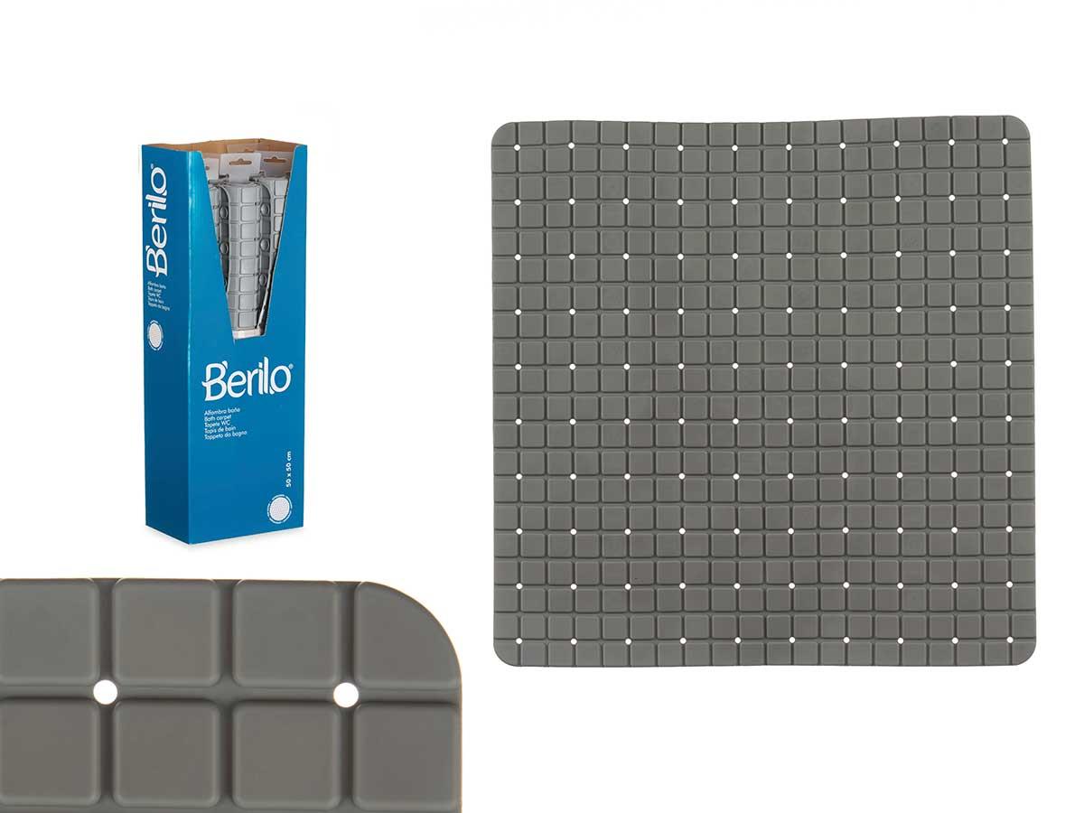 Berilo Alfombra de Baño Antideslizante Cuadros Gris 50,3x50,3 cm PVC (6 Unidades)