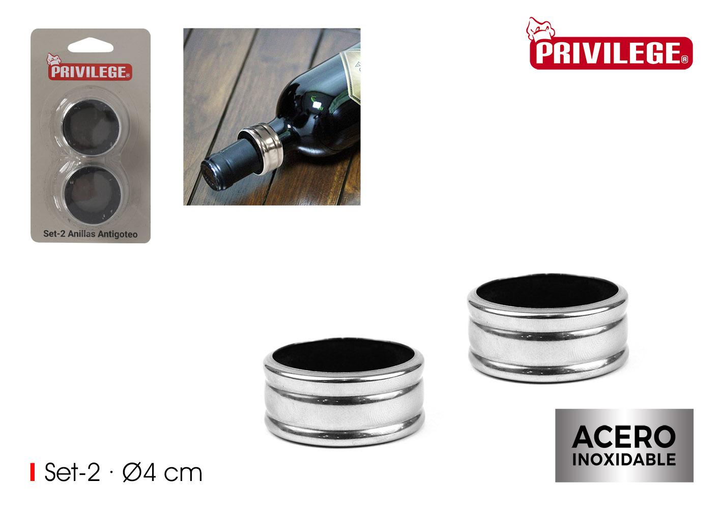 Wooow Set 2 Anillas Antigoteo para Vino Privilege - Evita Gotas al Servir (36 Cajas)