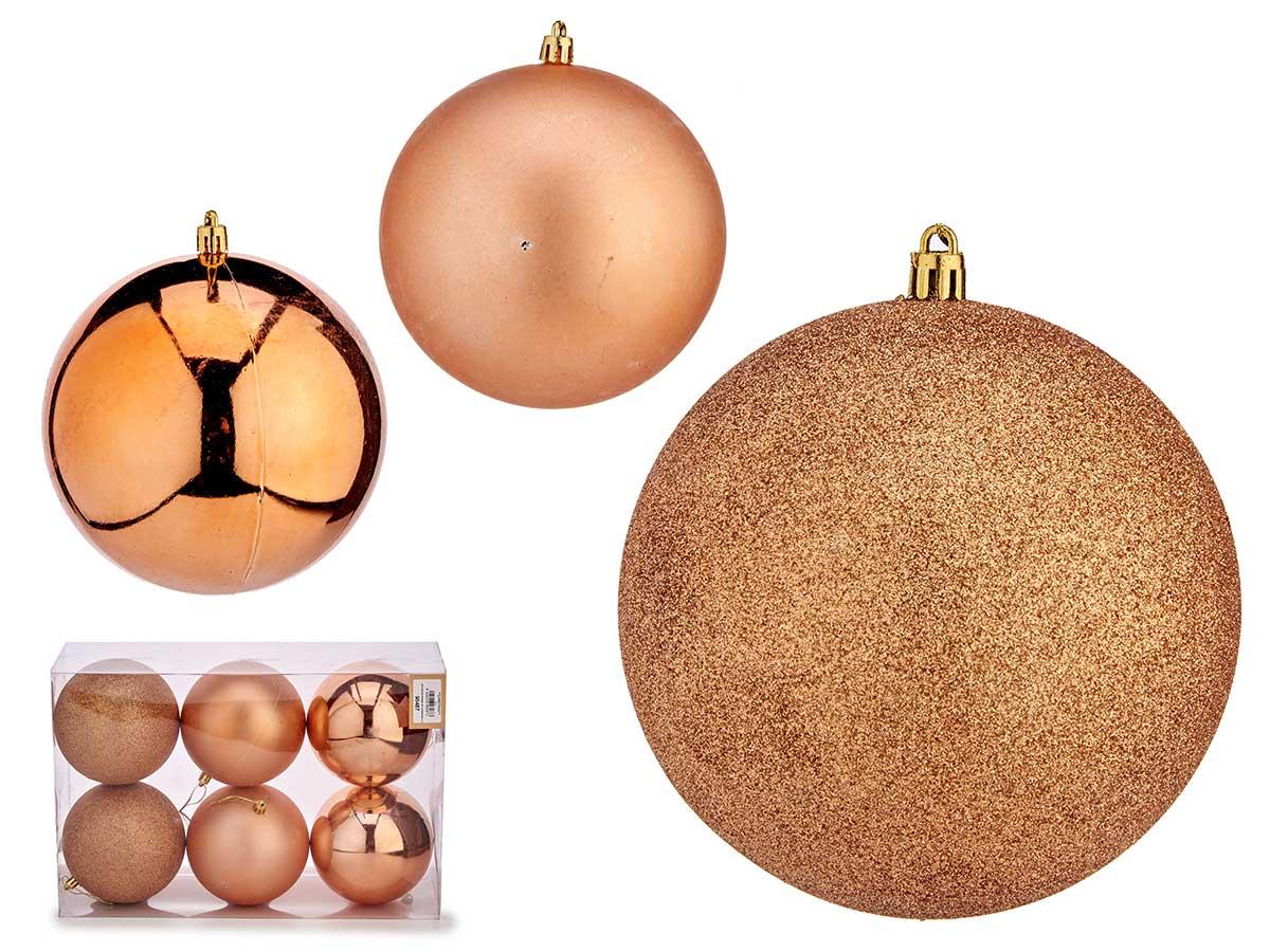Krist+ Set de 6 Bolas de Navidad en Cobre, 12 cm - Decoración en Plástico (6 Unidades)