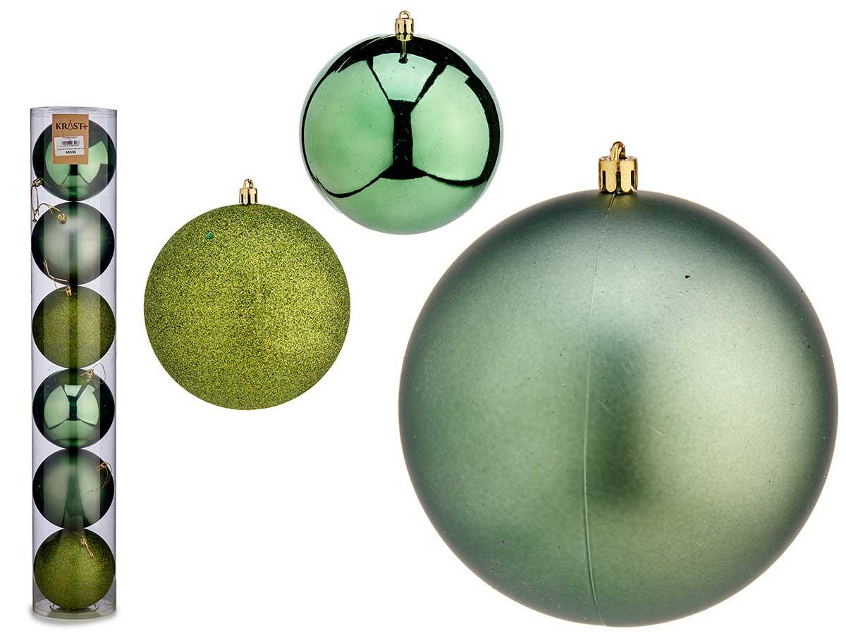 Krist+ Set de 6 Bolas de Navidad Color Verde, 12 cm (6 Unidades)