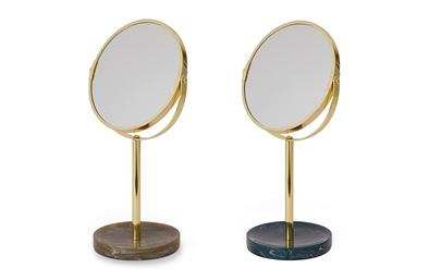 DKD Home Decor Espejo Decorativo Glam Mármol Verde Oscuro Gris Dorado 13x18x32 cm, Resina y Metal (Pack 2)