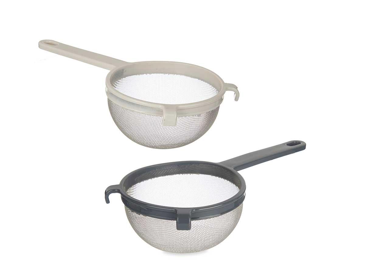 Kinvara Colador de Plástico y Metal 14 cm, Surtido en Blanco y Gris Oscuro (12 Unidades)
