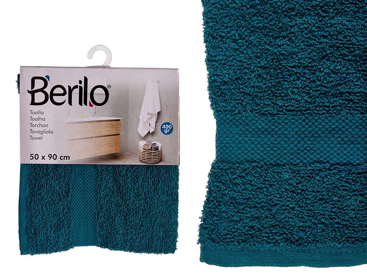 Berilo Toalla Lisa 50x90 cm Azul Petróleo - 80% Algodón, 20% Poliéster (24 Unidades)