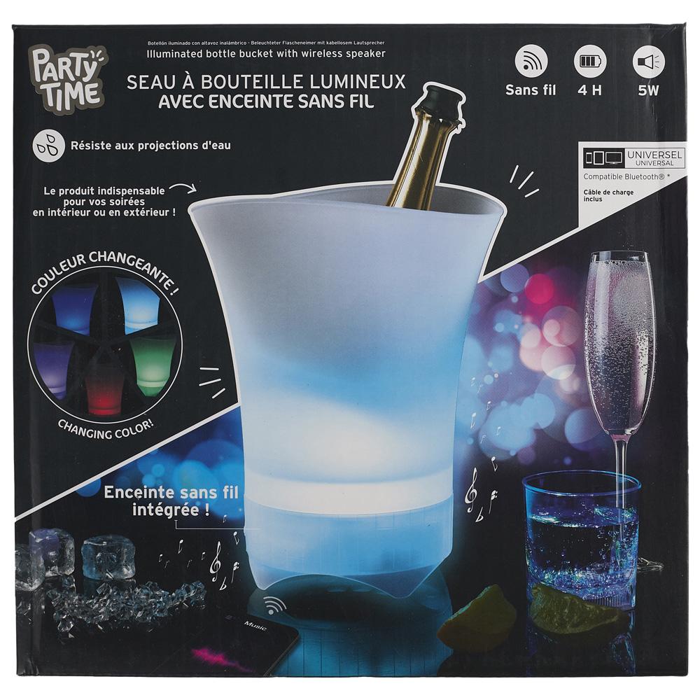 Party Time Cubo Cava con Altavoz Bluetooth, Luz LED Cambiante y Resistente al Agua