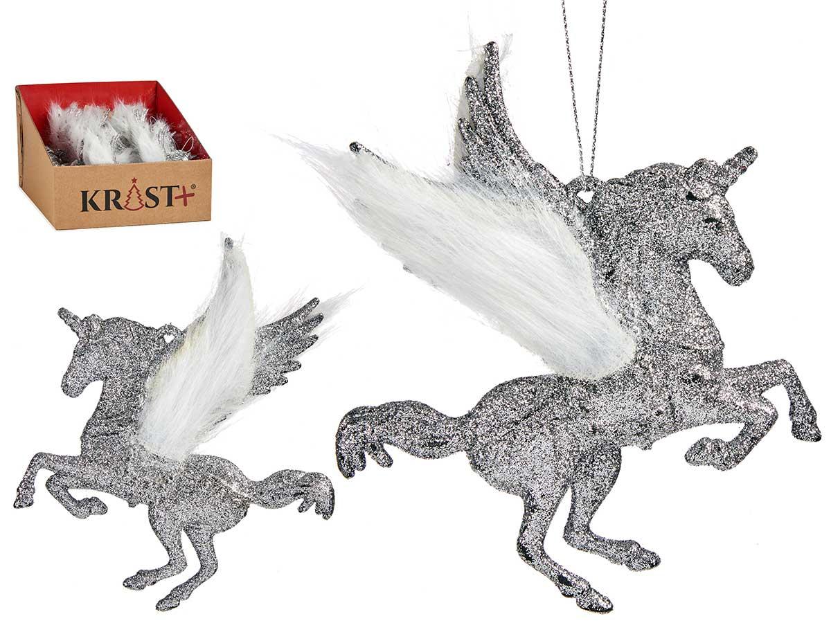 Krist+ Adorno Árbol Navidad Unicornio Plateado 13x13x2 cm (48 Unidades)