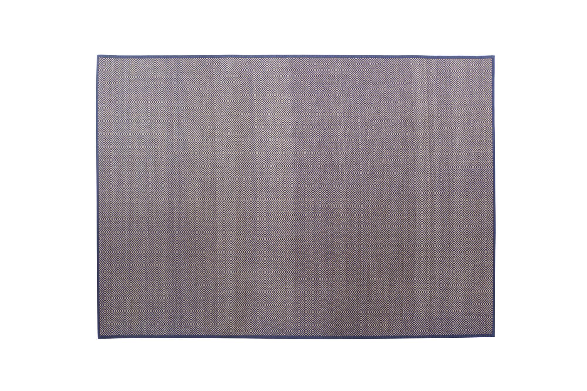 DKD Home Decor Alfombra Mediterraneo de Bambú Azul Natural Geométrica 180x120 cm