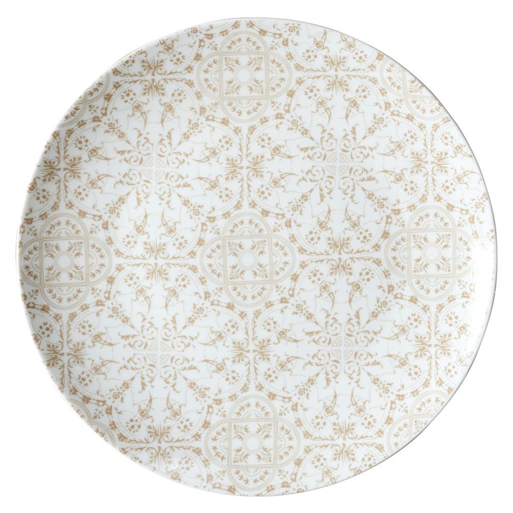 Home Deco Factory Plato Llano Porcelana Colección Mirage Estampado Baldosa Diámetro 27 cm