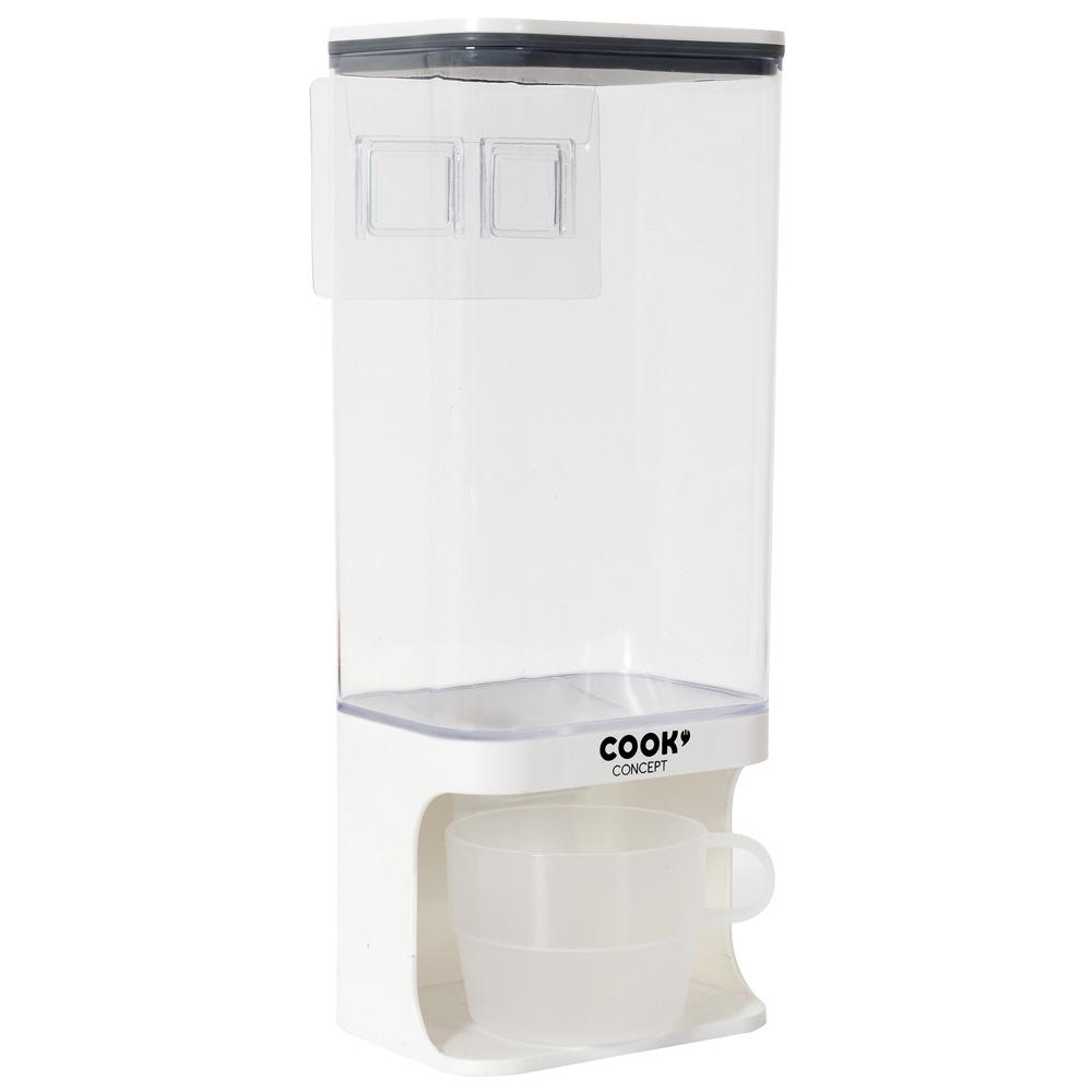 Cook Concept Dispensador 1,5 L para cereales, café, frutos secos con vaso graduado 200 ml y fijación en pared