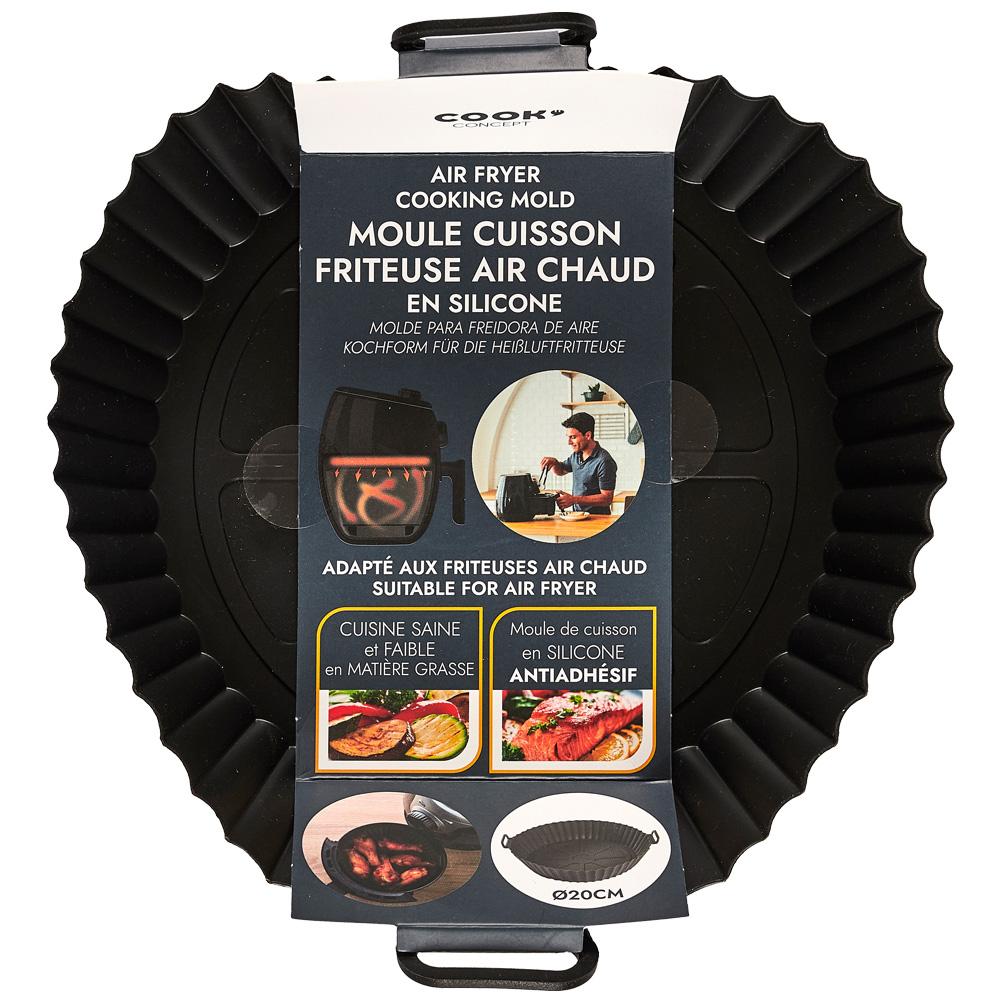Cook Concept Molde redondo de silicona para freidora de aire, 20 cm de diámetro x 5 cm de alto