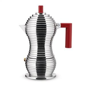 Alessi MDL02/3RFM Pulcina Cafetera 3 Tazas Apto para Inducción Roja