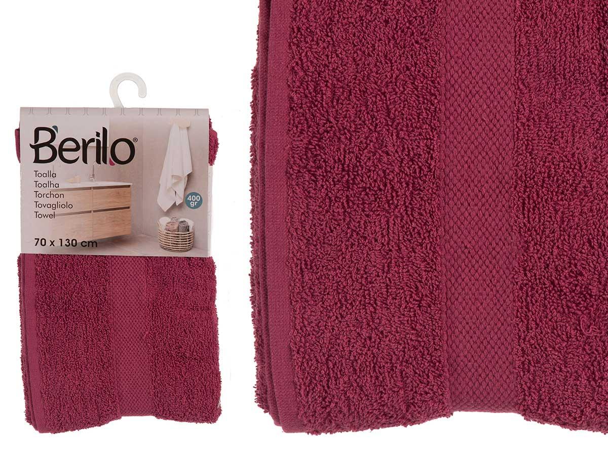 Berilo Toalla Lisa 70x130 cm Granate - 80% Algodón, 20% Poliéster (12 Unidades)