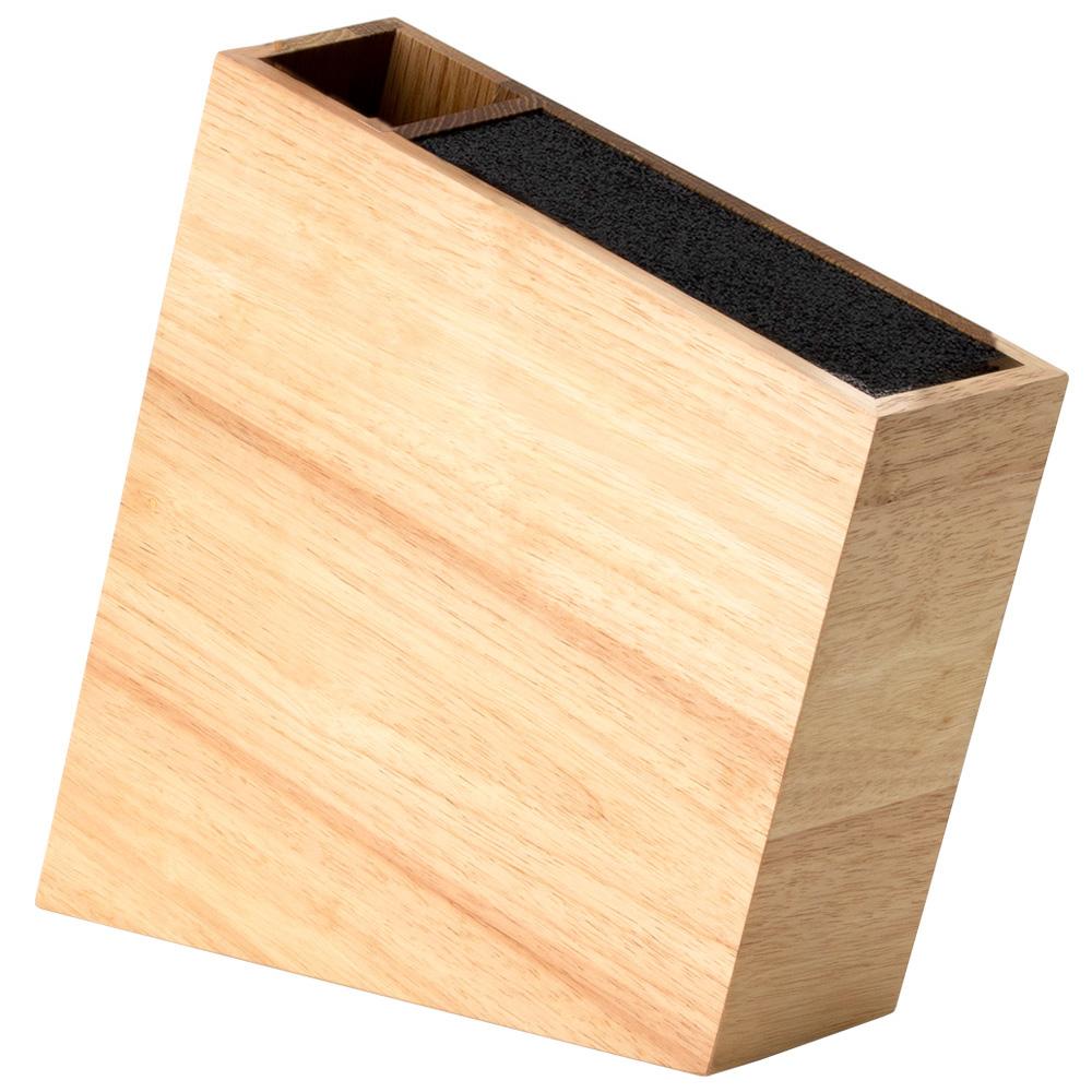 Continenta Bloque Cuchillos de Madera de Caucho con Inserto Flexible, Lavable, Compartimento Utensilios, Ahorra Espacio 31x9x28 cm