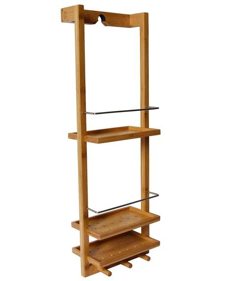 DKD Home Decor Organizador de Ducha de Bambú Natural Desmontable - 2 Unidades (14.5x27.5x80 cm)