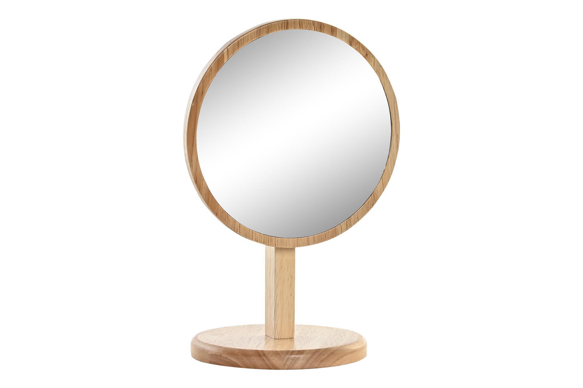 DKD Home Decor Espejo Basicos Decoración Hogar Madera Hevea Natural - 12 Largo x 15 Ancho x 22.5 Alto cm - Pack 2 Unidades