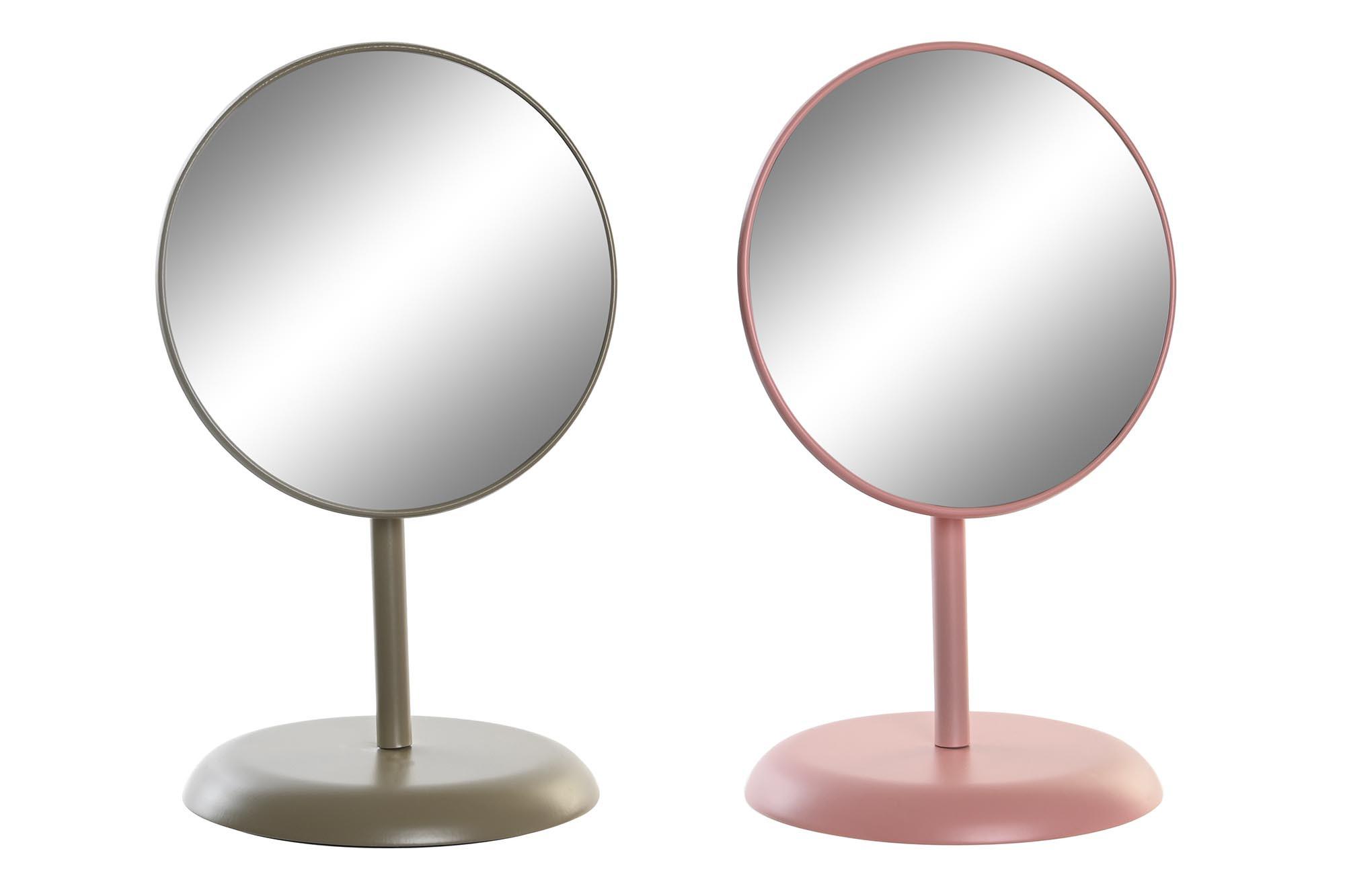 DKD Home Decor Espejo Basicos Metal y Cristal Colores Surtidos Melocotón y Verde 15x27x15 cm (4 Unidades)