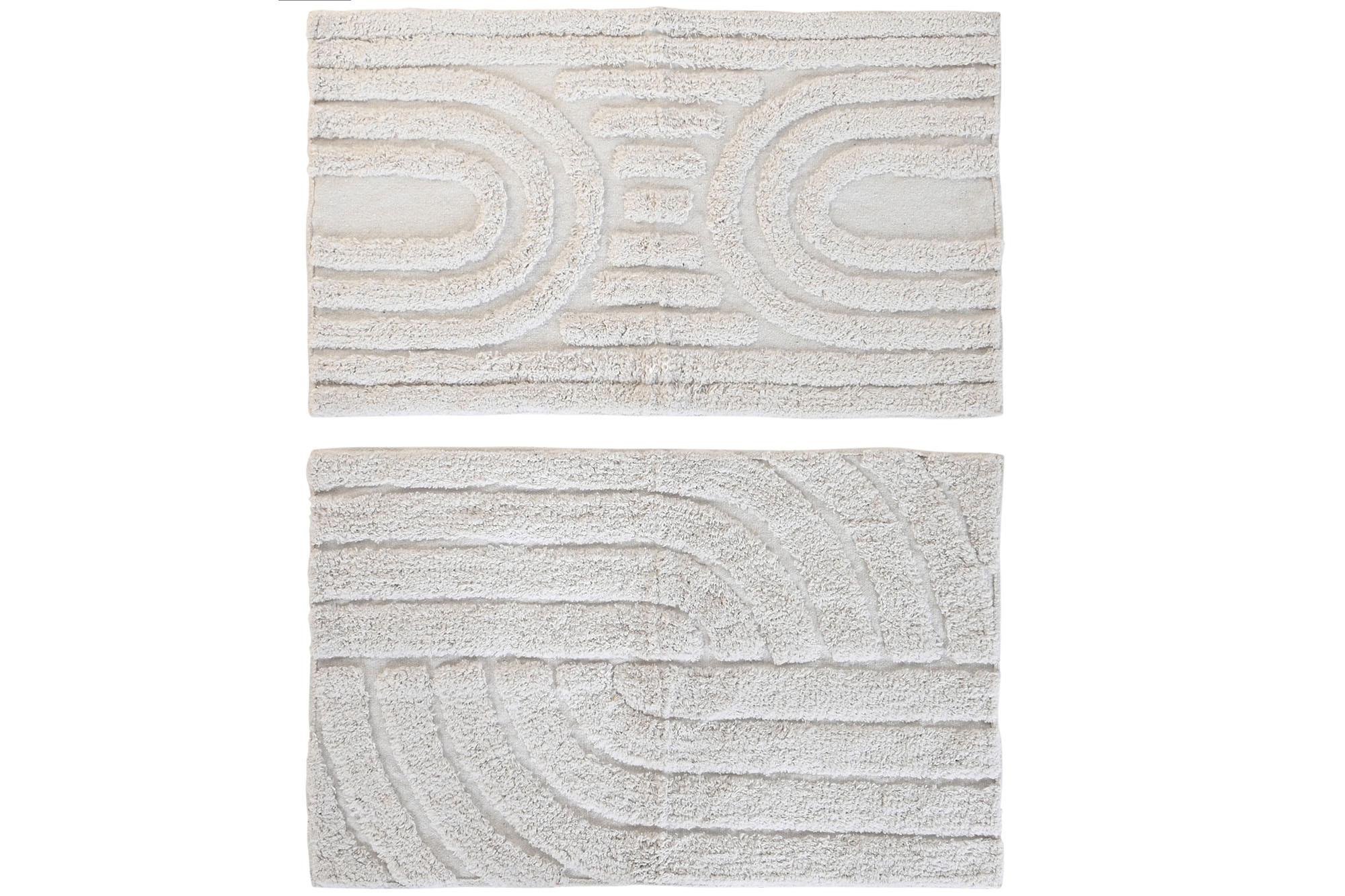 DKD Home Decor Alfombra Básicos Abstracta de Algodón y Poliéster, Blanca, 80x50 cm, 1300 gsm, Pack de 4 Unidades
