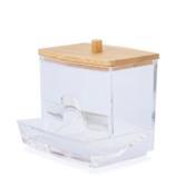 DKD Home Decor Organizador Transparente y Natural de PS y Bambú para el Hogar, 7.5x8x9 cm (Largo x Alto x Ancho), Pack de 4 Unidades