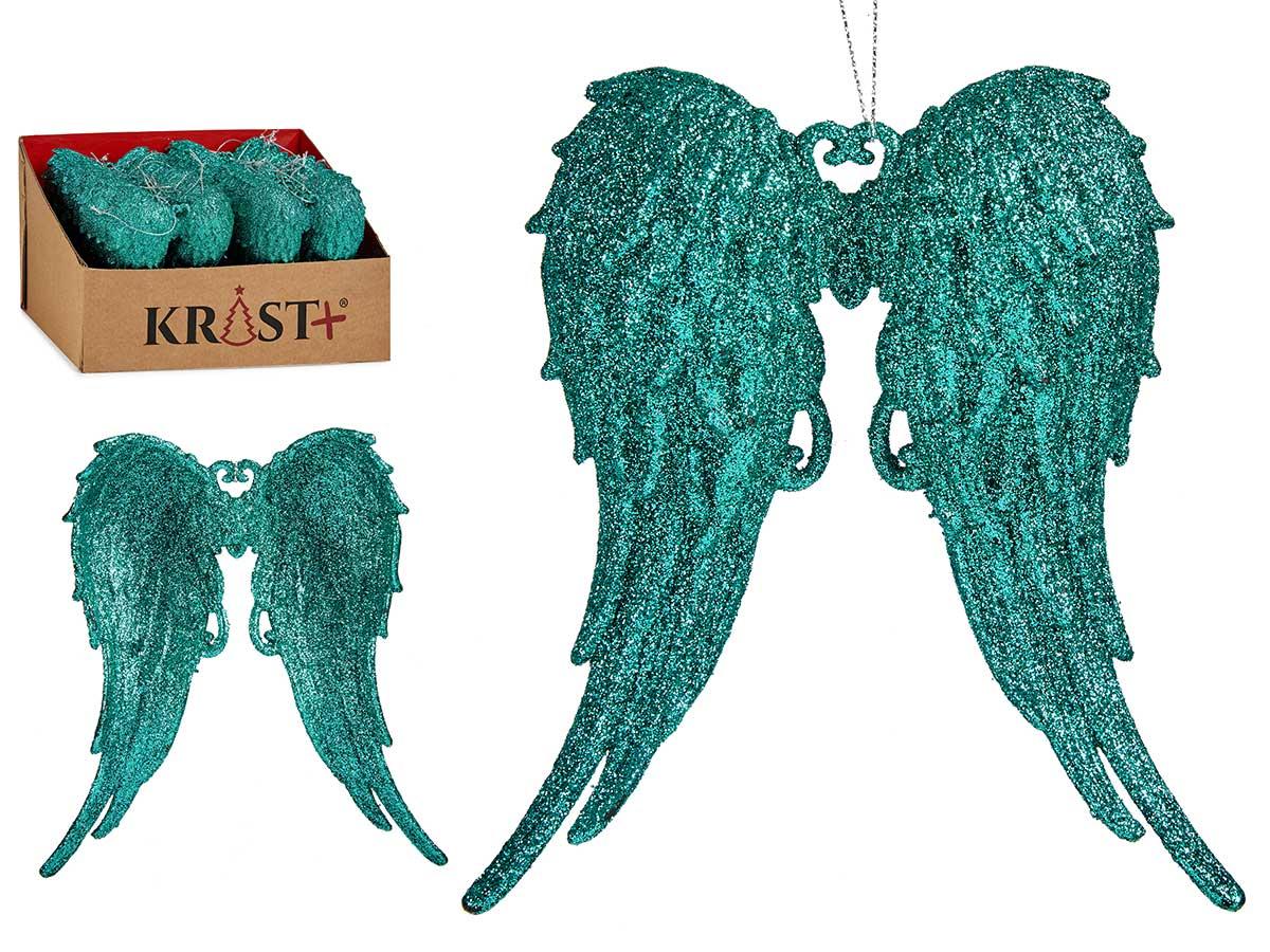 Krist+ Adorno Árbol Navidad Alas Verde Menta, Plástico con Purpurina, 13x14.5x2.5 cm (48 Unidades)