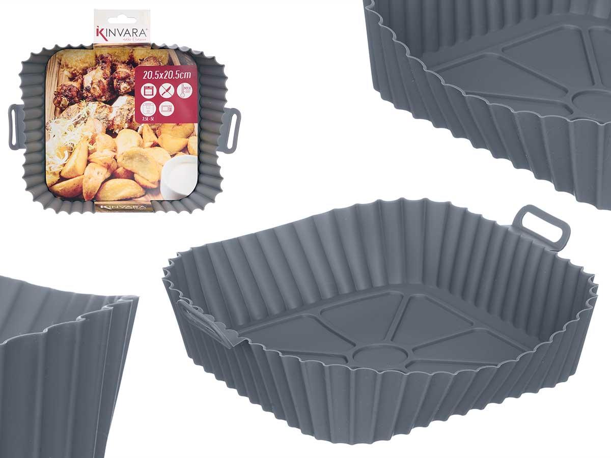 Kinvara Molde Cuadrado para Freidora de Aire de Silicona Gris 23 x 20.5 x 6 cm (12 Unidades)