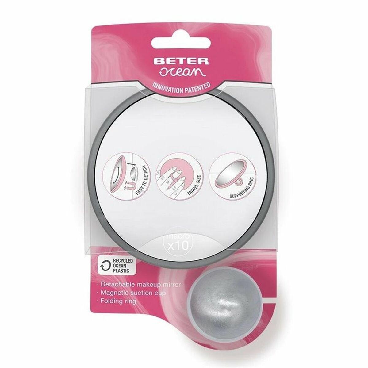 Beter Espejo OCEAN Extraíble con Ventosa Magnética Aumento x10, Plástico Reciclado de Océano, Anilla Abatible 1 ud