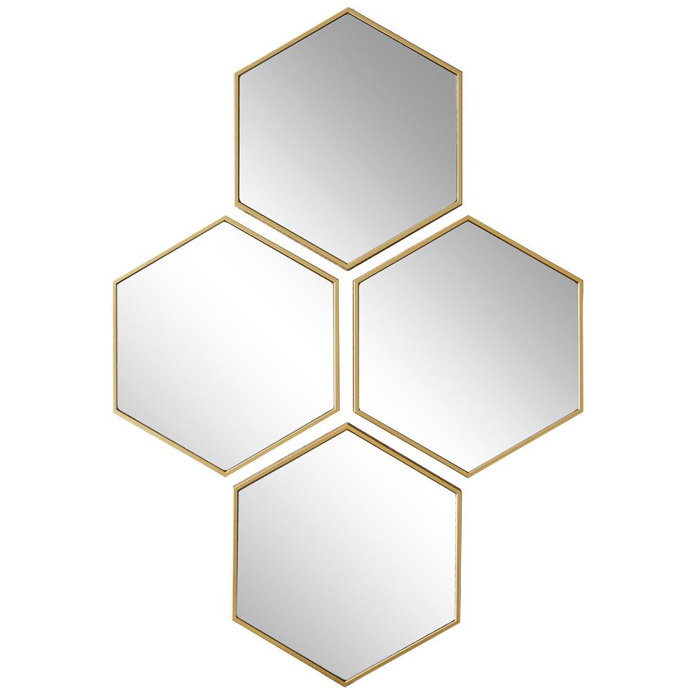 Home Deco Factory Juego de 4 Espejos Hexagonales Colección Mirage
