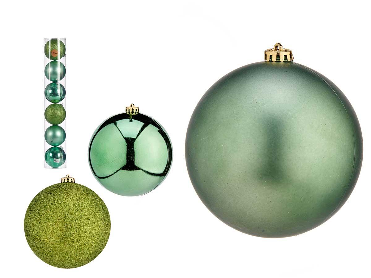 Krist+ Set de 6 Bolas de Navidad Color Verde 15 cm (4 Unidades)