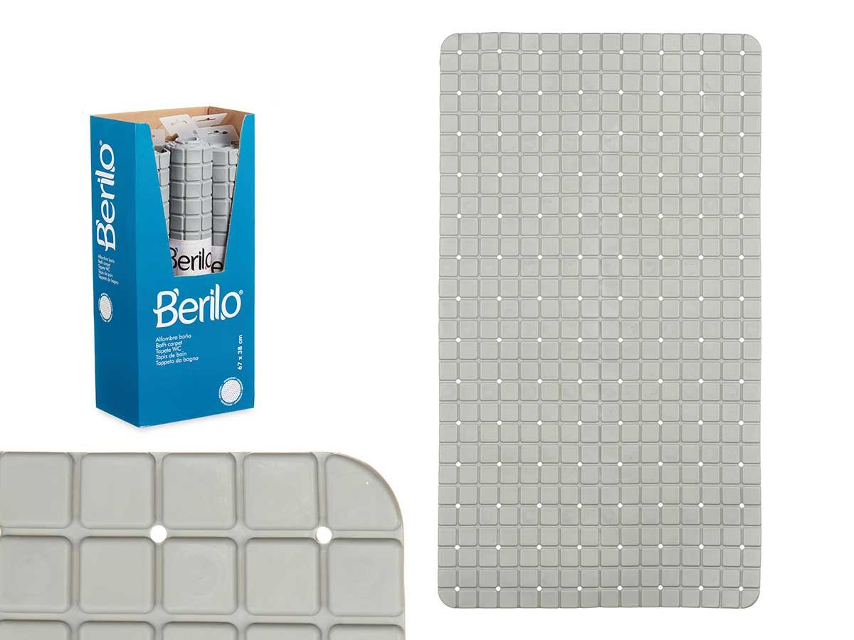 Berilo Alfombra Baño Antideslizante Cuadros Gris PVC 67.7x38.5x0.7 cm (6 Unidades)